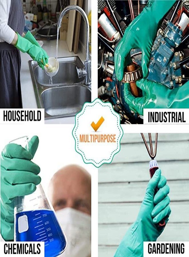 ETS Handpro ETSHandPro 12 Inches long Reusable Nitrile Chemical Resistant Rubber Hand Gloves for Industrial Purpose Janitorial Construction Gardening Home Kitchen Cleaning Gloves/Dish washing gloves (Large, 1) - Image 4
